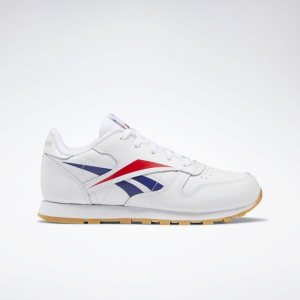 Adidasy Dziecięce Reebok Classic Leather Białe/Jasny Czerwone/Niebieskie PL 96XROED